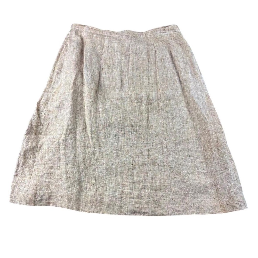 Y2K Chanel Identification Skirt Women 40 Tan Pleated France Made P14659V08276